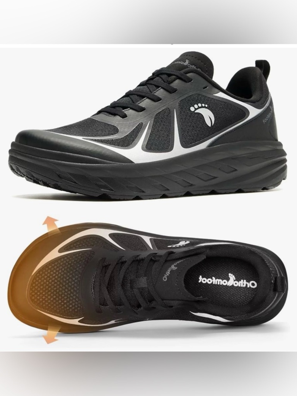 Orthofeet Women’s Black Supportive Walking Sneakers